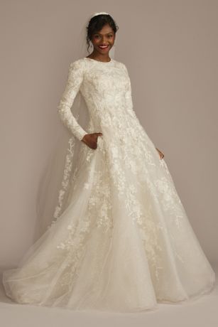 long sleeve modest wedding dresses